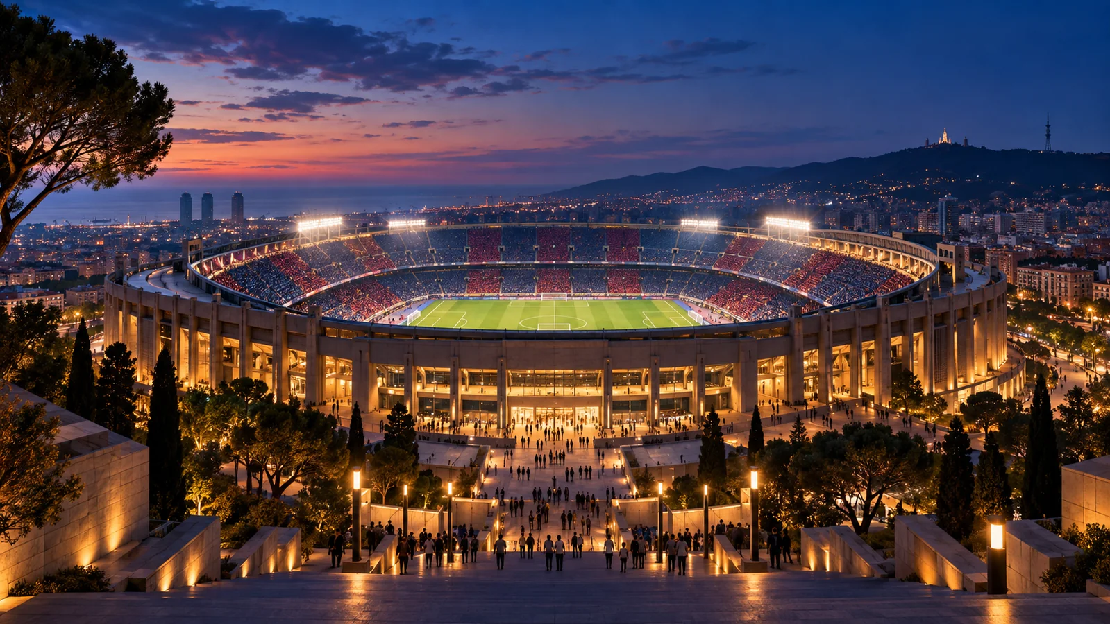 Redaktionelle Stadionillustration für Spiele des FC Barcelona.