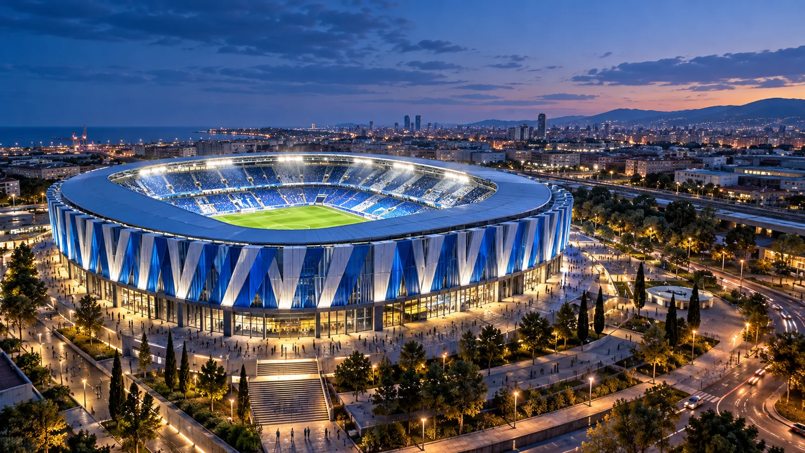 Illustration éditoriale d’un stade pour les matchs du RCD Espanyol.